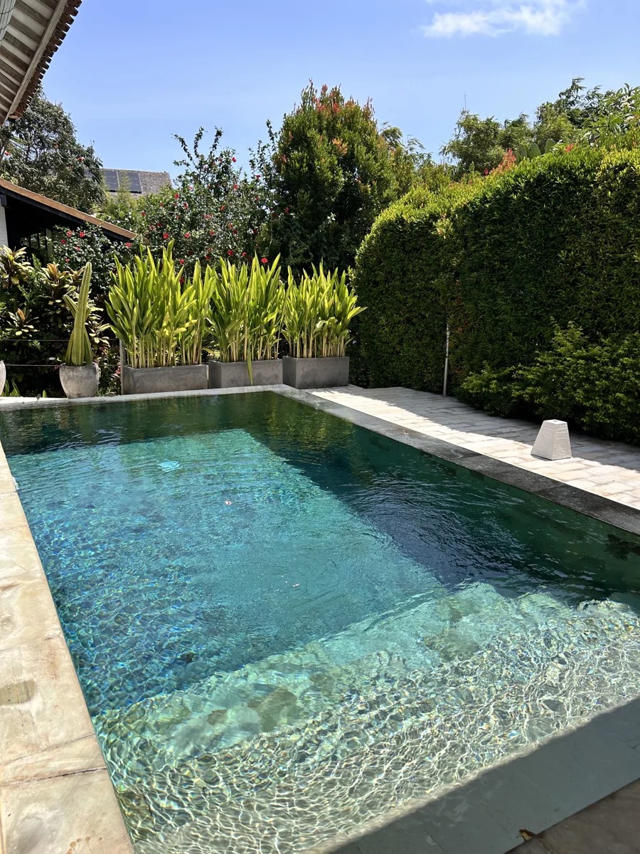 Beach house with lush garden