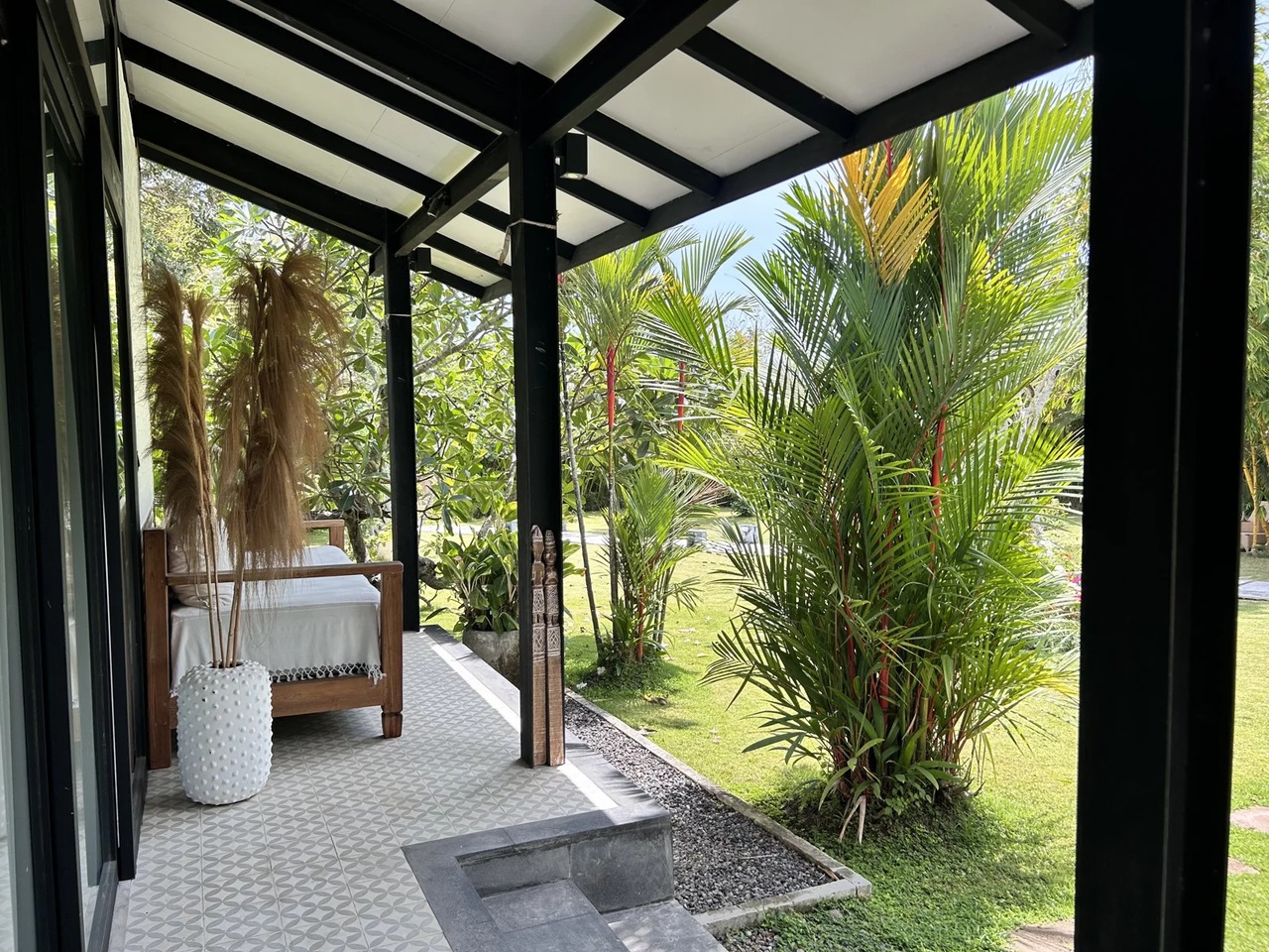 Beach house with lush garden