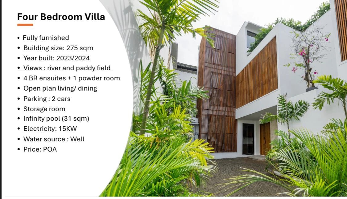Stunning 4BR Villa with Rice Paddy Views