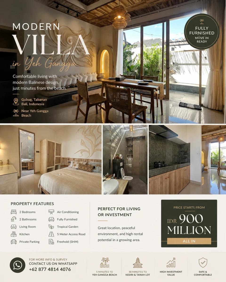 VILLA MODERN FULL FURNISHED TABANAN